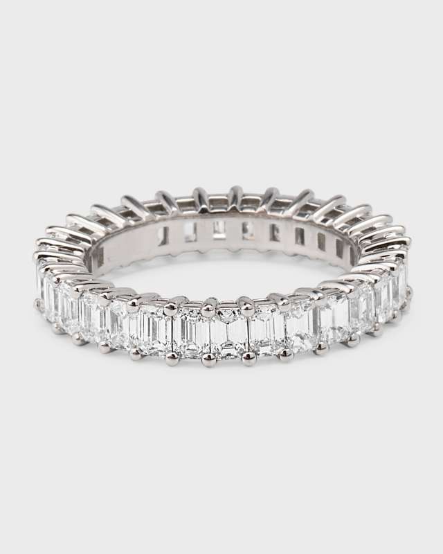 Platinum Emerald-Cut FG/VS Diamond Eternity Band, Size 6.5, 3.3tcw